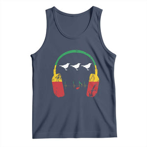 Little Birds Tank Top Rastafari Rasta Reggae Music Headphones Jamaican Pride TS10 Navy Print Your Wear
