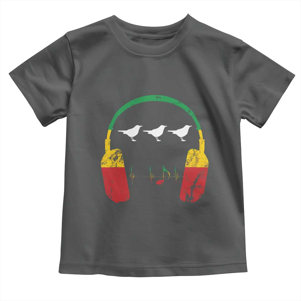Little Birds Toddler T Shirt Rastafari Rasta Reggae Music Headphones Jamaican Pride TS10 Dark Heather Print Your Wear