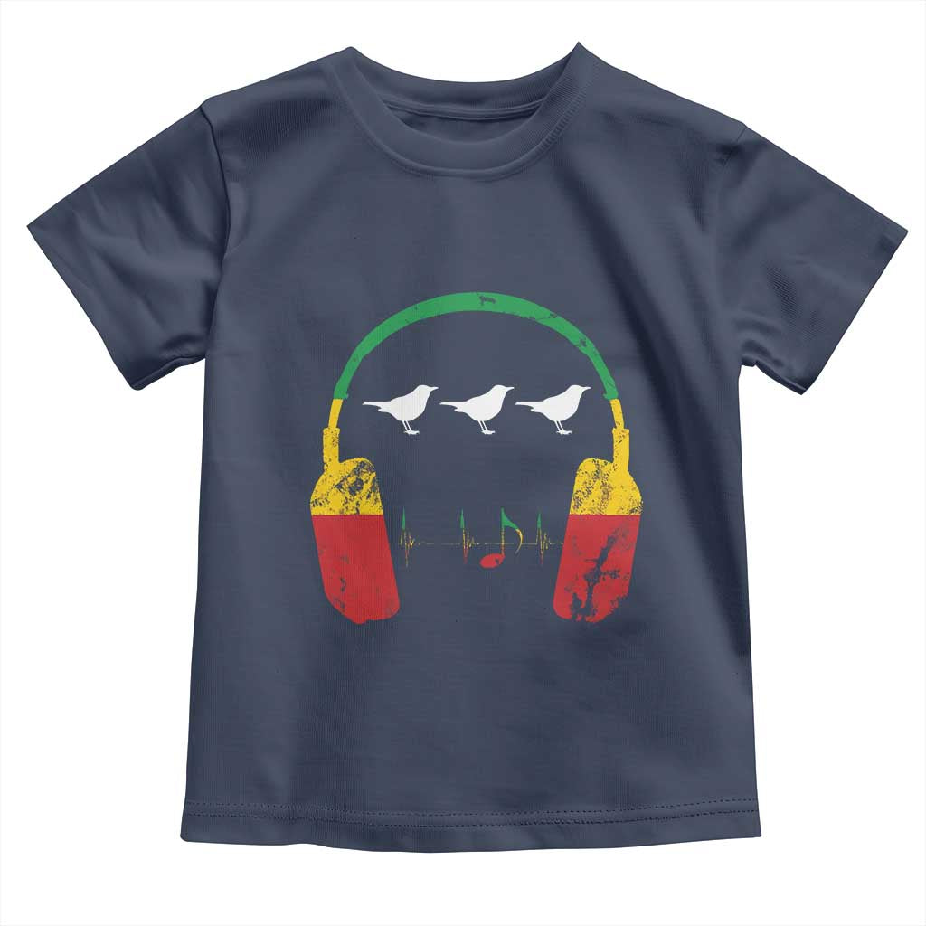 Little Birds Toddler T Shirt Rastafari Rasta Reggae Music Headphones Jamaican Pride TS10 Navy Print Your Wear
