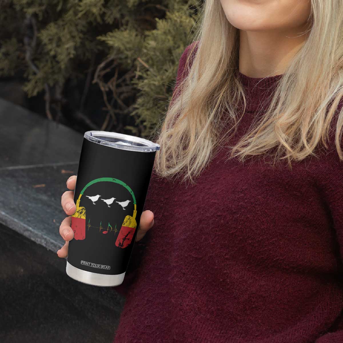 Little Birds Tumbler Cup Rastafari Rasta Reggae Music Headphones Jamaican Pride TS10 Print Your Wear