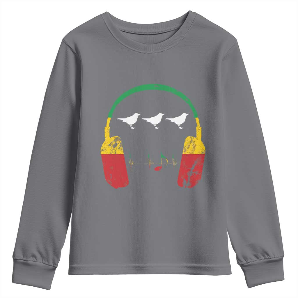 Little Birds Youth Sweatshirt Rastafari Rasta Reggae Music Headphones Jamaican Pride TS10 Charcoal Print Your Wear