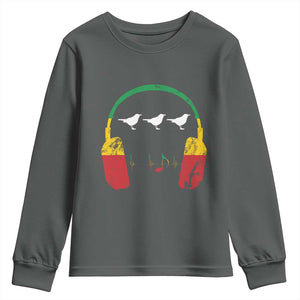 Little Birds Youth Sweatshirt Rastafari Rasta Reggae Music Headphones Jamaican Pride TS10 Dark Heather Print Your Wear