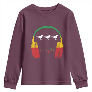 Little Birds Youth Sweatshirt Rastafari Rasta Reggae Music Headphones Jamaican Pride TS10 Maroon Print Your Wear