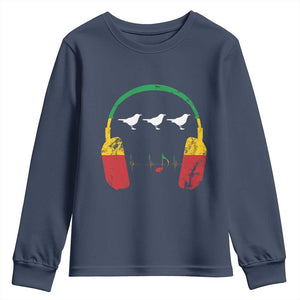 Little Birds Youth Sweatshirt Rastafari Rasta Reggae Music Headphones Jamaican Pride TS10 Navy Print Your Wear