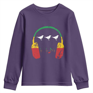 Little Birds Youth Sweatshirt Rastafari Rasta Reggae Music Headphones Jamaican Pride TS10 Purple Print Your Wear
