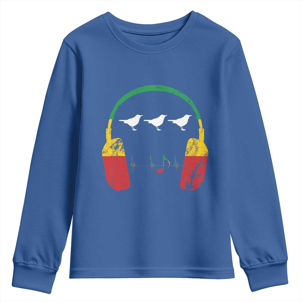 Little Birds Youth Sweatshirt Rastafari Rasta Reggae Music Headphones Jamaican Pride TS10 Royal Blue Print Your Wear