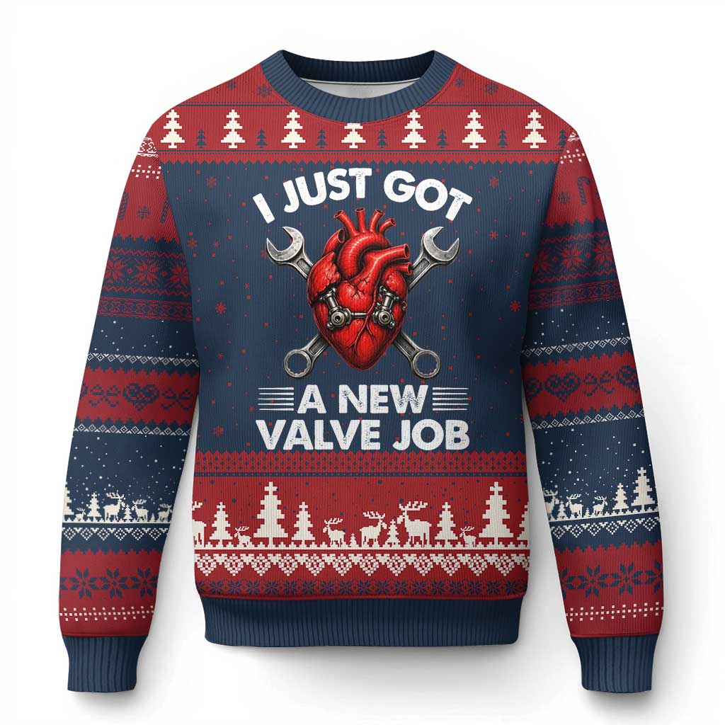 Cool Heart Surgery Survivor Ugly Christmas Sweater Funny Valve Job Coronary Bypass Artery Open Heart Surgery TS10 Navy Red Print Your Wear