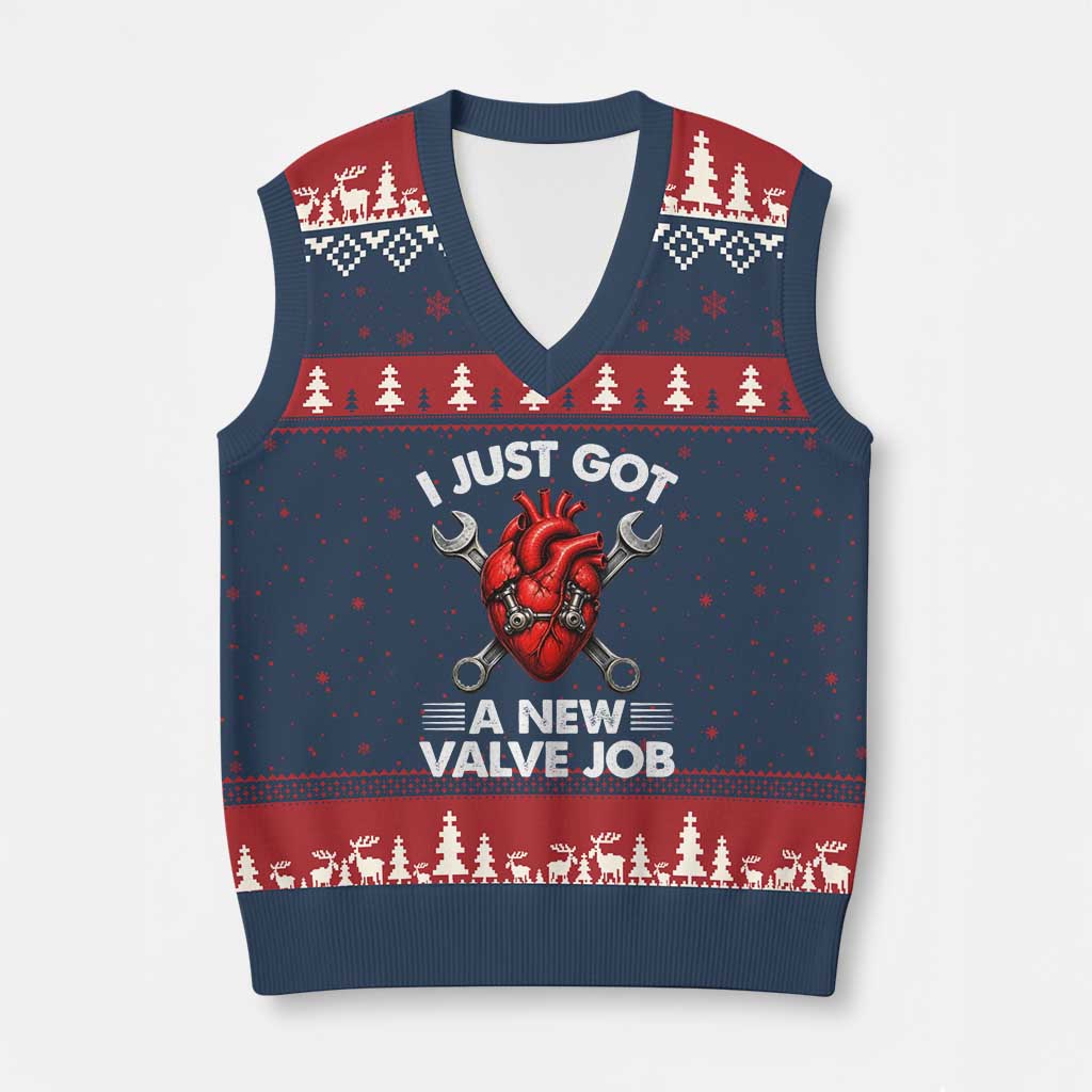 Cool Heart Surgery Survivor V-Neck Knit Sweater Vest Funny Valve Job Coronary Bypass Artery Open Heart Surgery