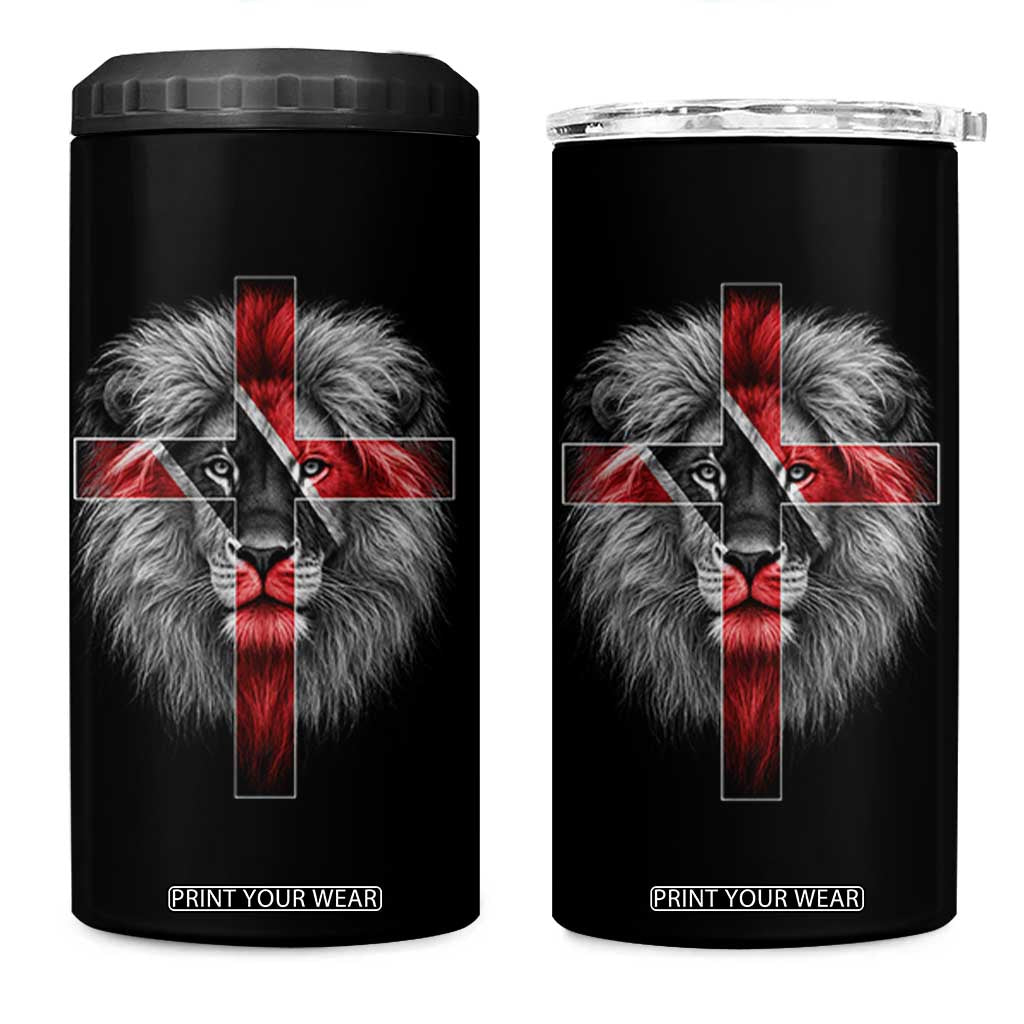 Lion of Judah Cross Trinidadian Flag 4 in 1 Can Cooler Tumbler Christian Faith Trini Trinidad And Tobago Pride