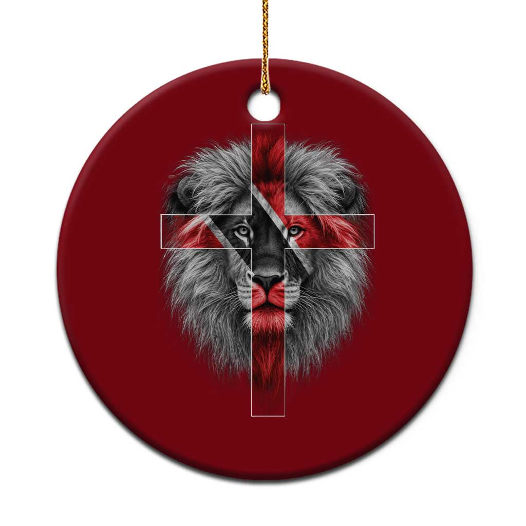 Lion of Judah Cross Trinidadian Flag Ceramic Ornament Christian Faith Trini Trinidad And Tobago Pride