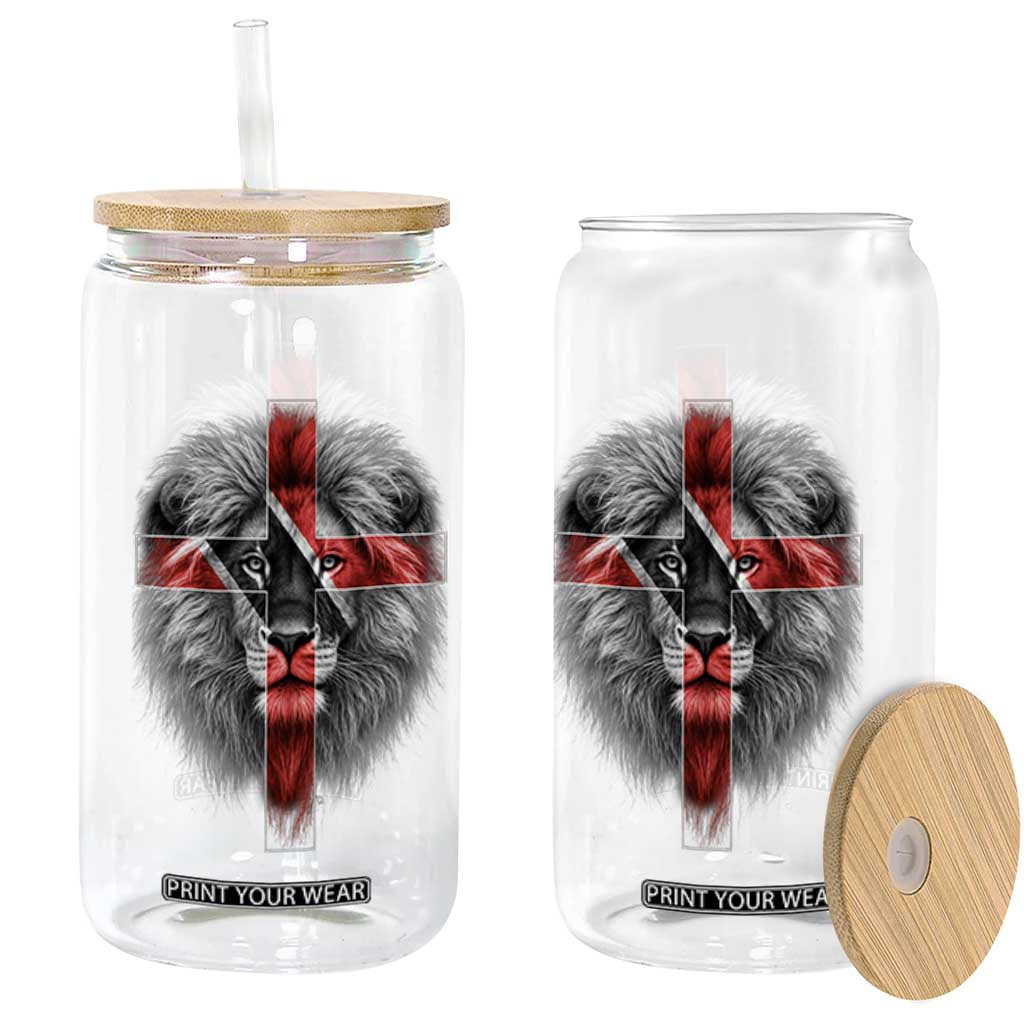 Lion of Judah Cross Trinidadian Flag Glass Can Christian Faith Trini Trinidad And Tobago Pride