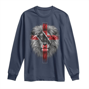 Lion of Judah Cross Trinidadian Flag Long Sleeve Shirt Christian Faith Trini Trinidad And Tobago Pride