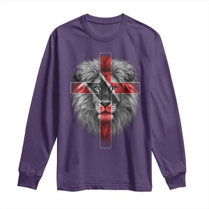 Lion of Judah Cross Trinidadian Flag Long Sleeve Shirt Christian Faith Trini Trinidad And Tobago Pride