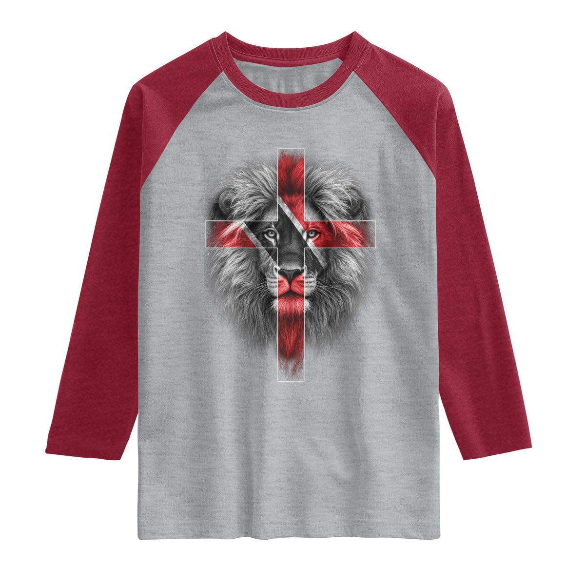 Lion of Judah Cross Trinidadian Flag Raglan Shirt Christian Faith Trini Trinidad And Tobago Pride