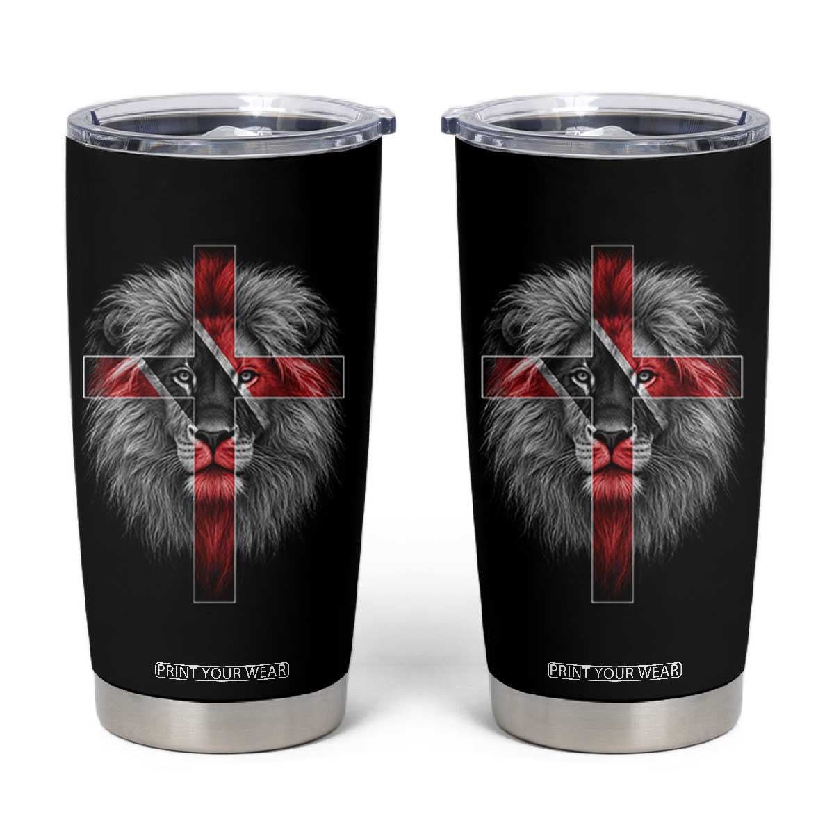 Lion of Judah Cross Trinidadian Flag Tumbler Cup Christian Faith Trini Trinidad And Tobago Pride
