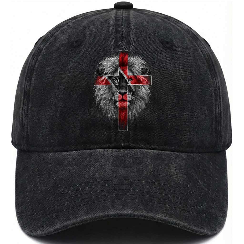Lion of Judah Cross Trinidadian Flag Washed Cotton Baseball Cap Christian Faith Trini Trinidad And Tobago Pride