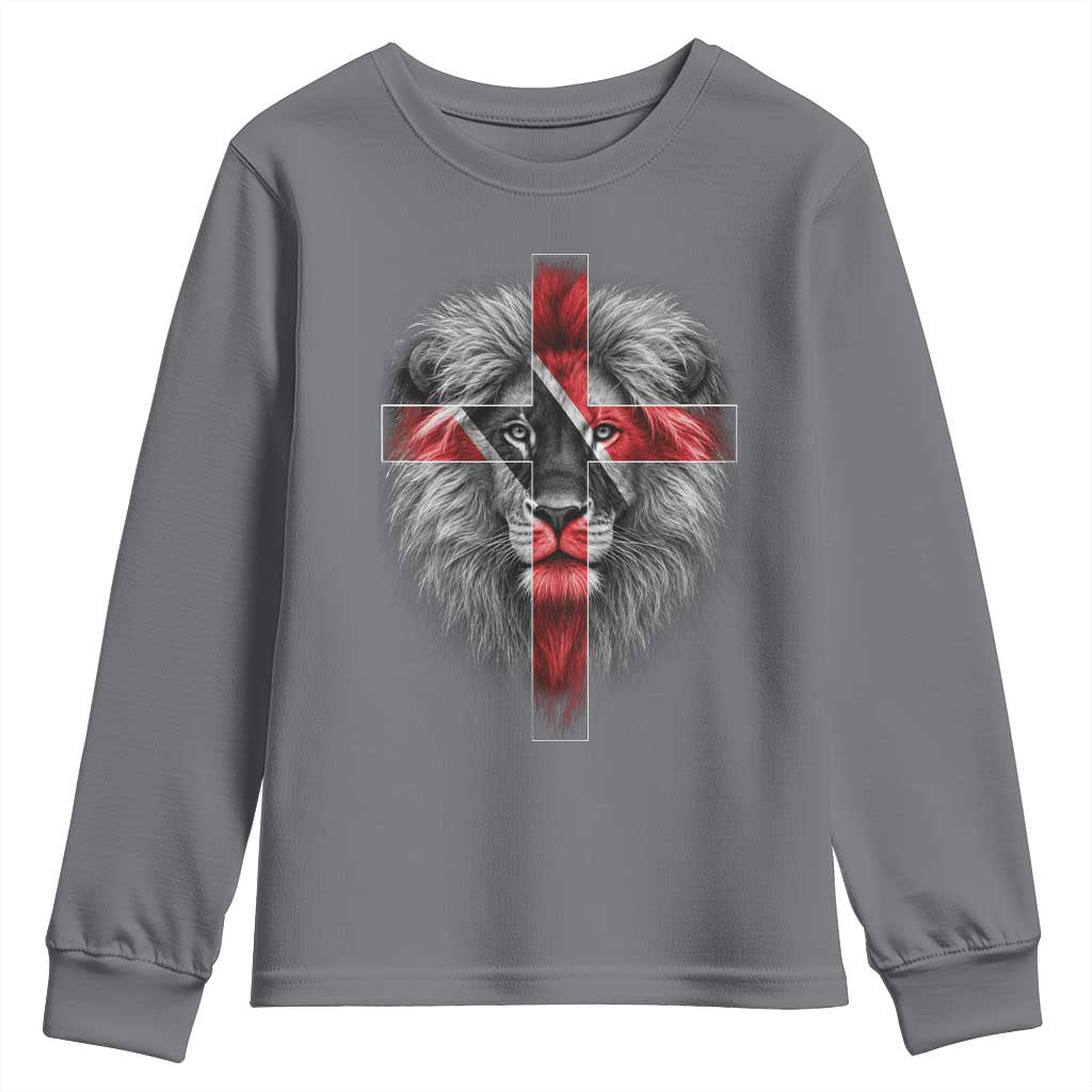 Lion of Judah Cross Trinidadian Flag Youth Sweatshirt Christian Faith Trini Trinidad And Tobago Pride