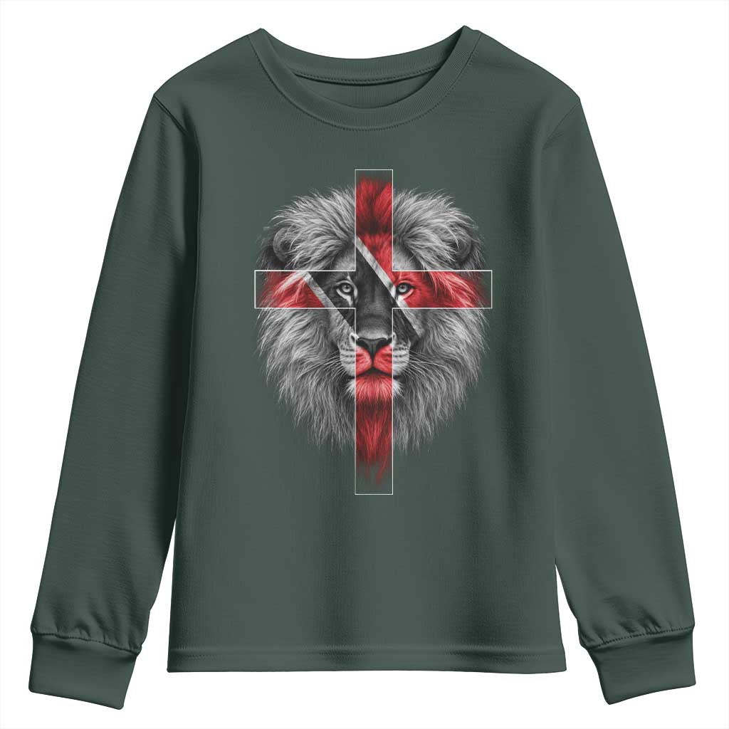 Lion of Judah Cross Trinidadian Flag Youth Sweatshirt Christian Faith Trini Trinidad And Tobago Pride