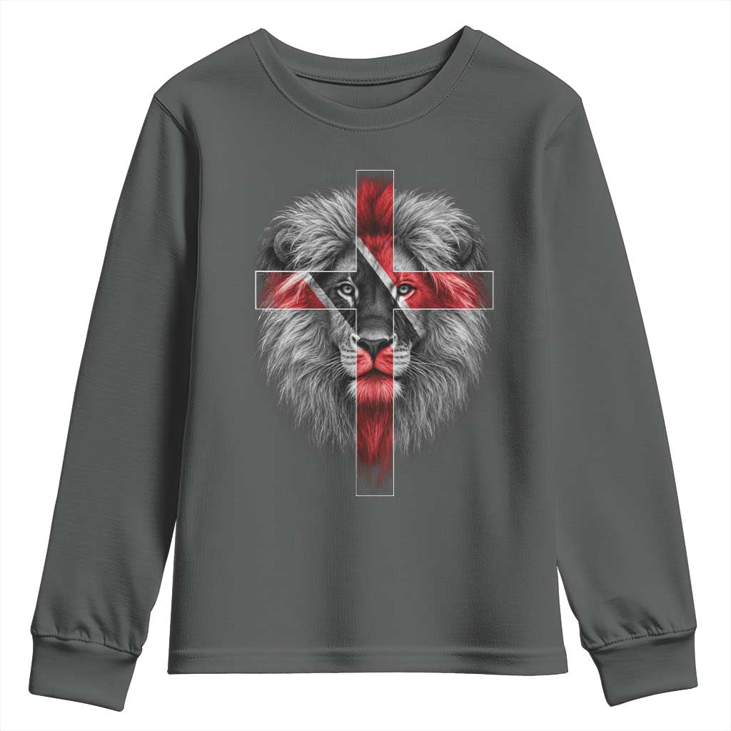Lion of Judah Cross Trinidadian Flag Youth Sweatshirt Christian Faith Trini Trinidad And Tobago Pride
