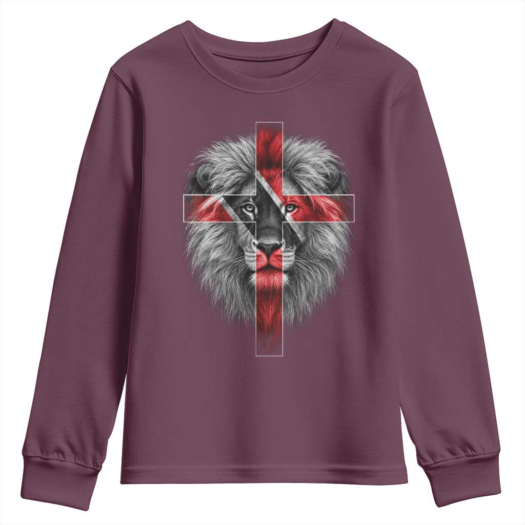 Lion of Judah Cross Trinidadian Flag Youth Sweatshirt Christian Faith Trini Trinidad And Tobago Pride