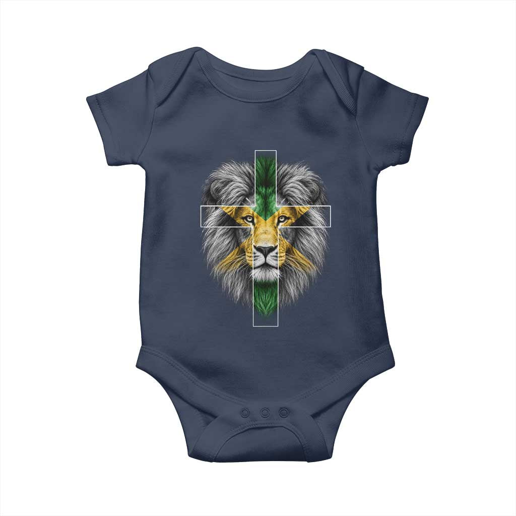 Lion of Judah Cross Jamaica Flag Baby Onesie Christian Faith Jamaican Pride