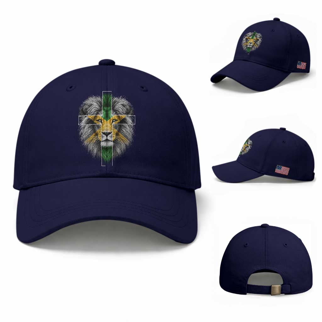 Lion of Judah Cross Jamaica Flag Baseball Cap Christian Faith Jamaican Pride