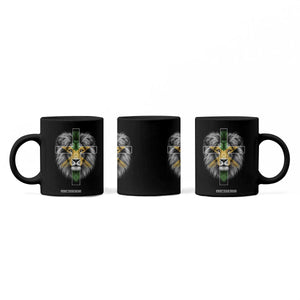 Lion of Judah Cross Jamaica Flag Coffee Mug Christian Faith Jamaican Pride