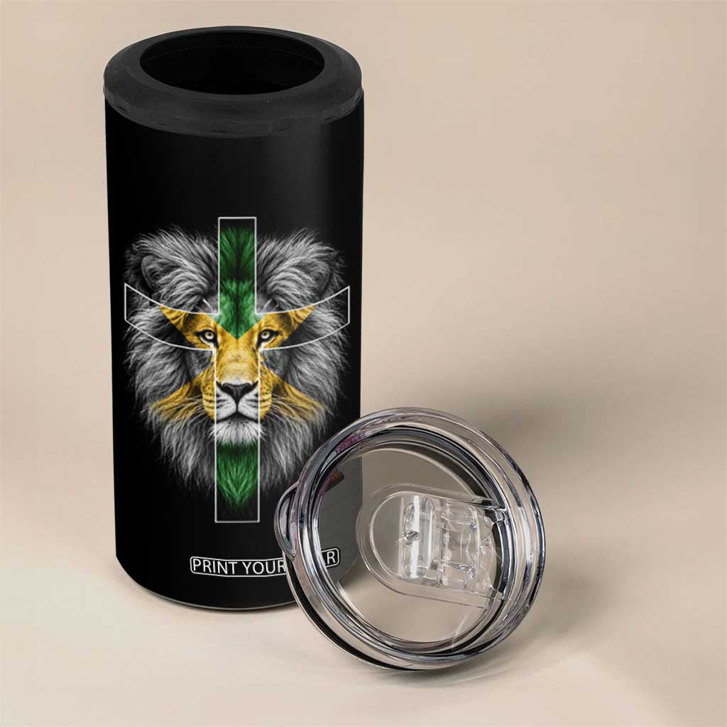 Lion of Judah Cross Jamaica Flag 4 in 1 Can Cooler Tumbler Christian Faith Jamaican Pride