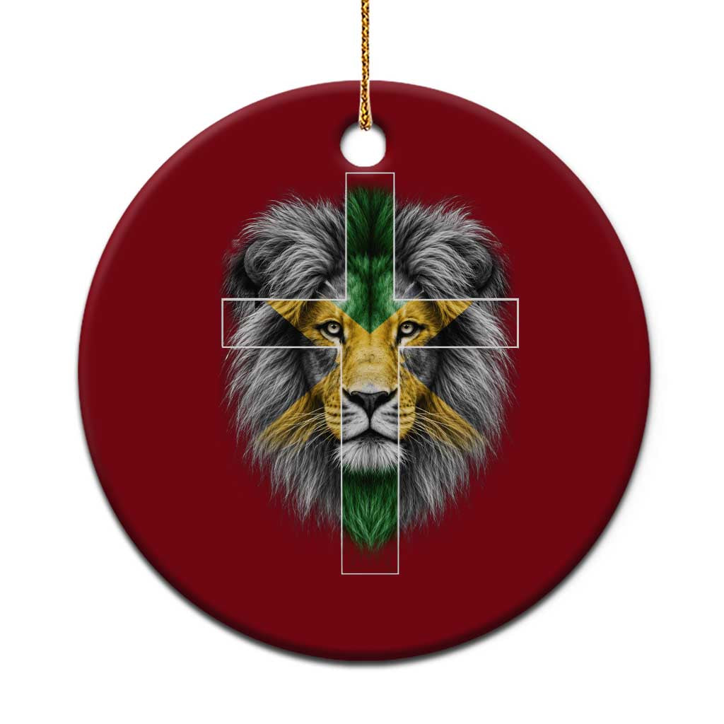 Lion of Judah Cross Jamaica Flag Ceramic Ornament Christian Faith Jamaican Pride TS10 1pc Red Print Your Wear