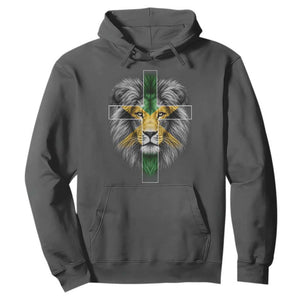 Lion of Judah Cross Jamaica Flag Hoodie Christian Faith Jamaican Pride