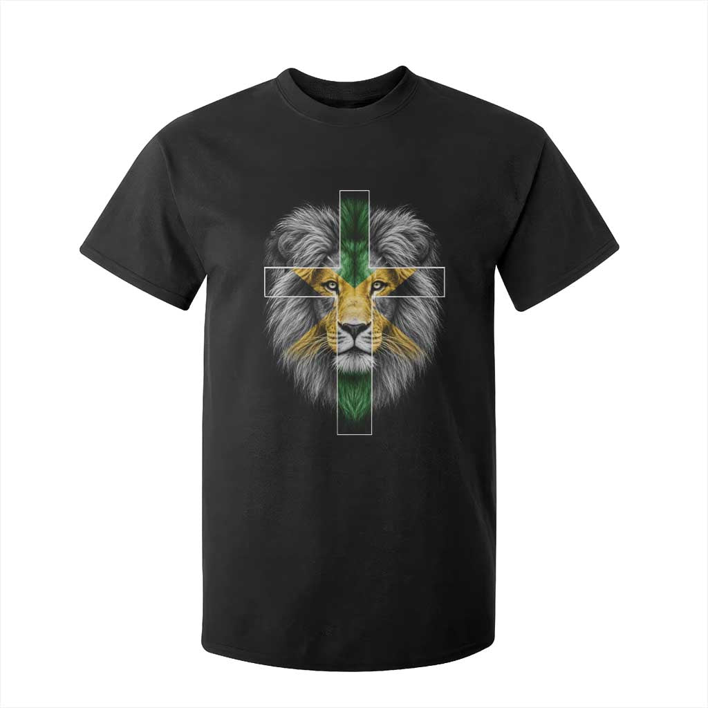 Lion of Judah Cross Jamaica Flag T Shirt For Kid Christian Faith Jamaican Pride