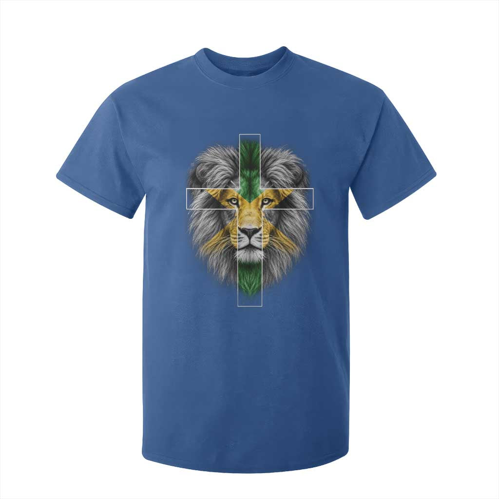 Lion of Judah Cross Jamaica Flag T Shirt For Kid Christian Faith Jamaican Pride