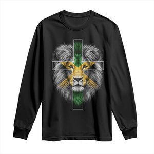 Lion of Judah Cross Jamaica Flag Long Sleeve Shirt Christian Faith Jamaican Pride