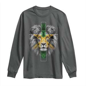 Lion of Judah Cross Jamaica Flag Long Sleeve Shirt Christian Faith Jamaican Pride