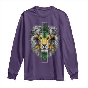 Lion of Judah Cross Jamaica Flag Long Sleeve Shirt Christian Faith Jamaican Pride