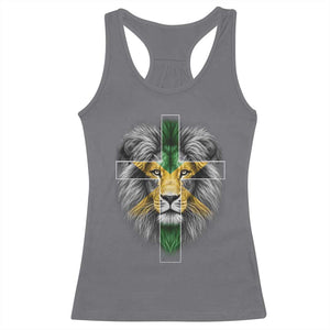 Lion of Judah Cross Jamaica Flag Racerback Tank Top Christian Faith Jamaican Pride