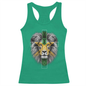 Lion of Judah Cross Jamaica Flag Racerback Tank Top Christian Faith Jamaican Pride
