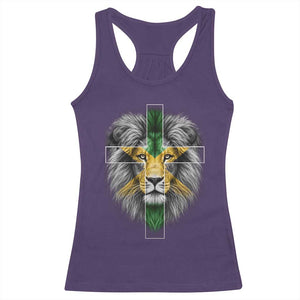 Lion of Judah Cross Jamaica Flag Racerback Tank Top Christian Faith Jamaican Pride