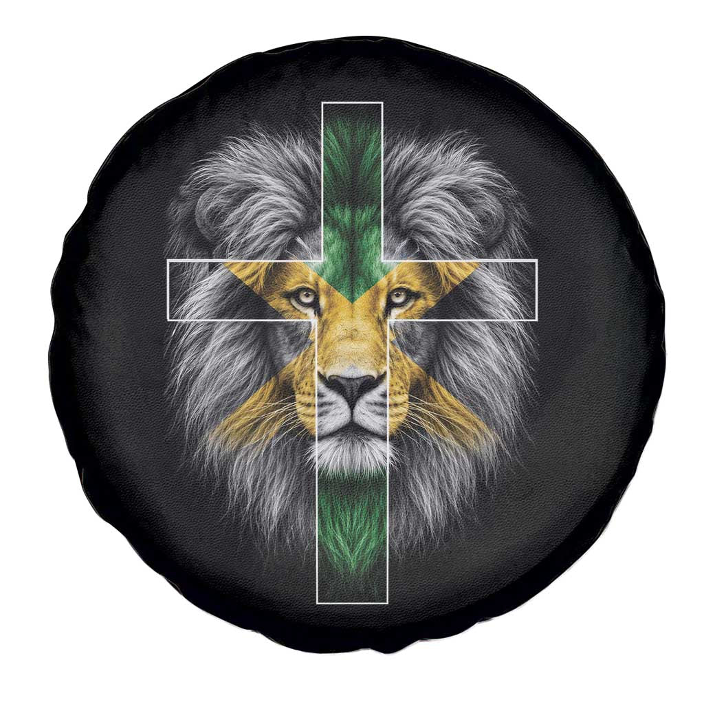 Lion of Judah Cross Jamaica Flag Spare Tire Cover Christian Faith Jamaican Pride