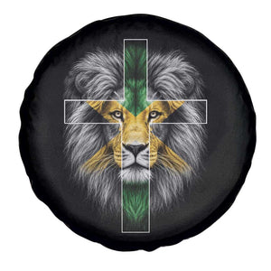 Lion of Judah Cross Jamaica Flag Spare Tire Cover Christian Faith Jamaican Pride