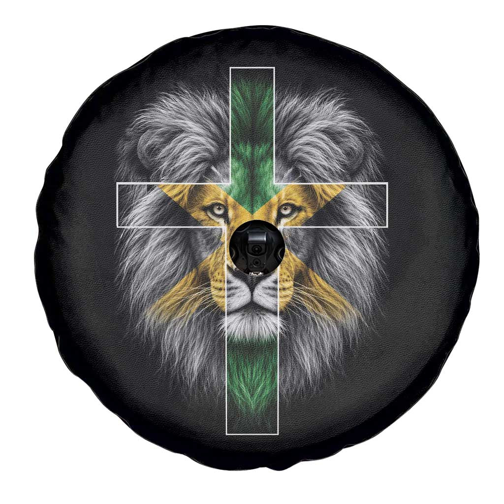 Lion of Judah Cross Jamaica Flag Spare Tire Cover Christian Faith Jamaican Pride