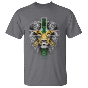 Lion of Judah Cross Jamaica Flag T Shirt Christian Faith Jamaican Pride