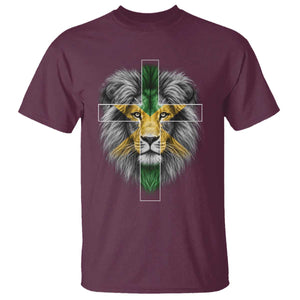 Lion of Judah Cross Jamaica Flag T Shirt Christian Faith Jamaican Pride