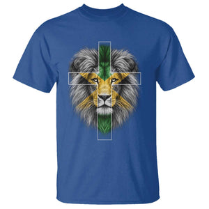 Lion of Judah Cross Jamaica Flag T Shirt Christian Faith Jamaican Pride