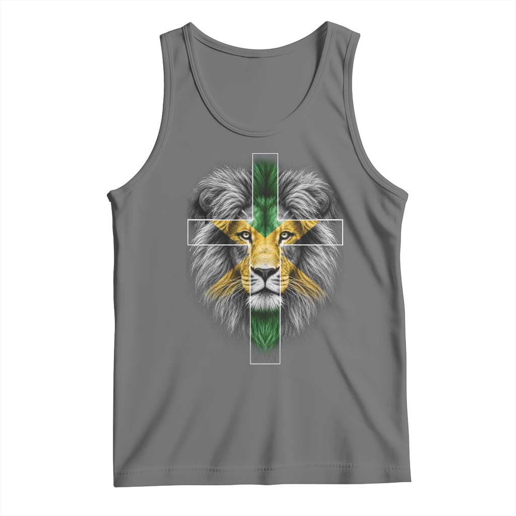 Lion of Judah Cross Jamaica Flag Tank Top Christian Faith Jamaican Pride