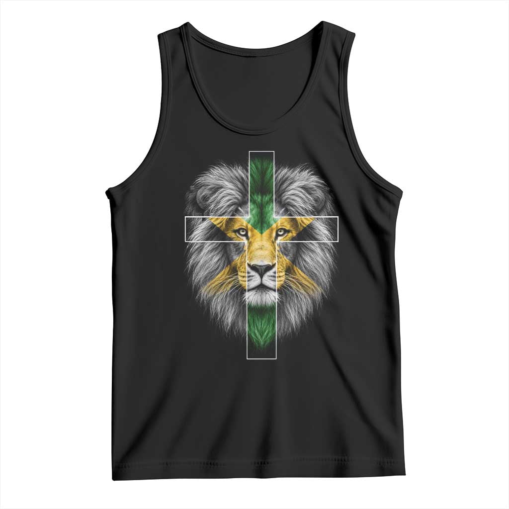 Lion of Judah Cross Jamaica Flag Tank Top Christian Faith Jamaican Pride