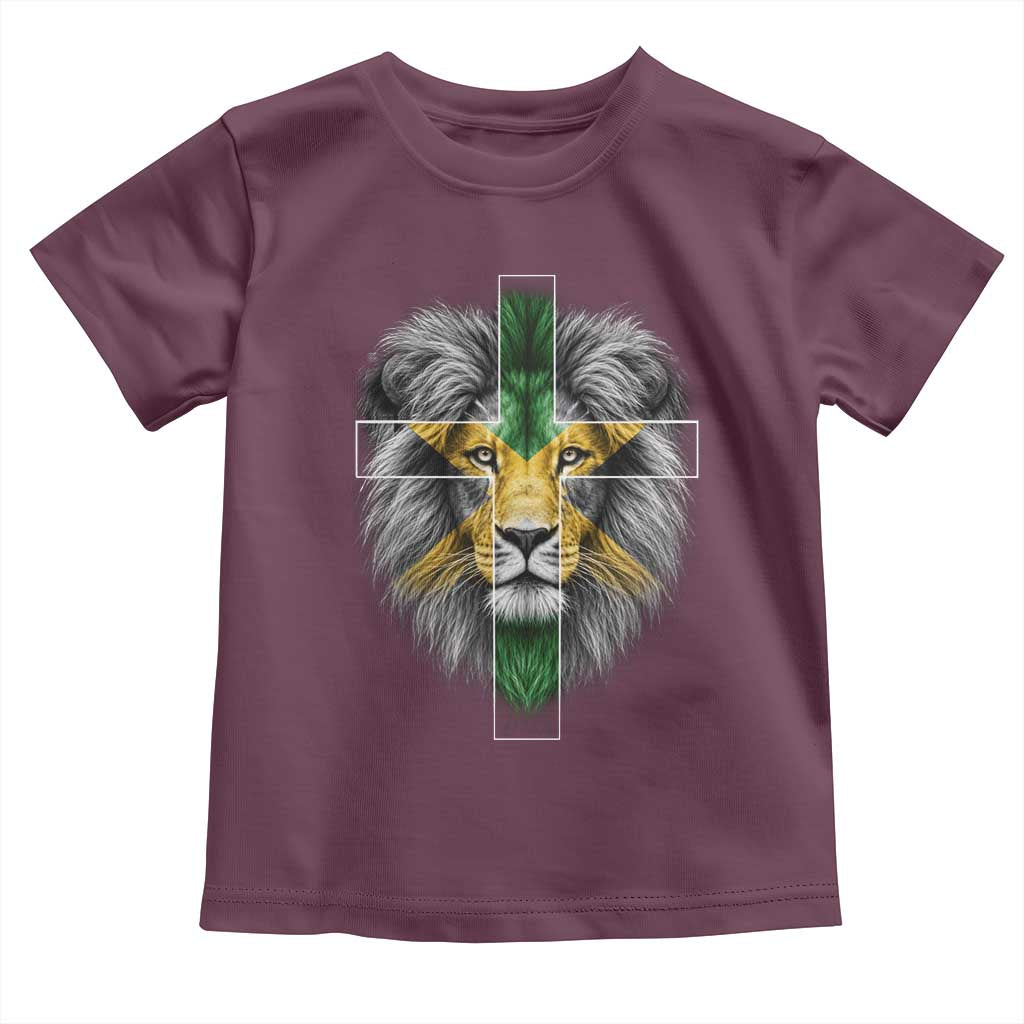 Lion of Judah Cross Jamaica Flag Toddler T Shirt Christian Faith Jamaican Pride