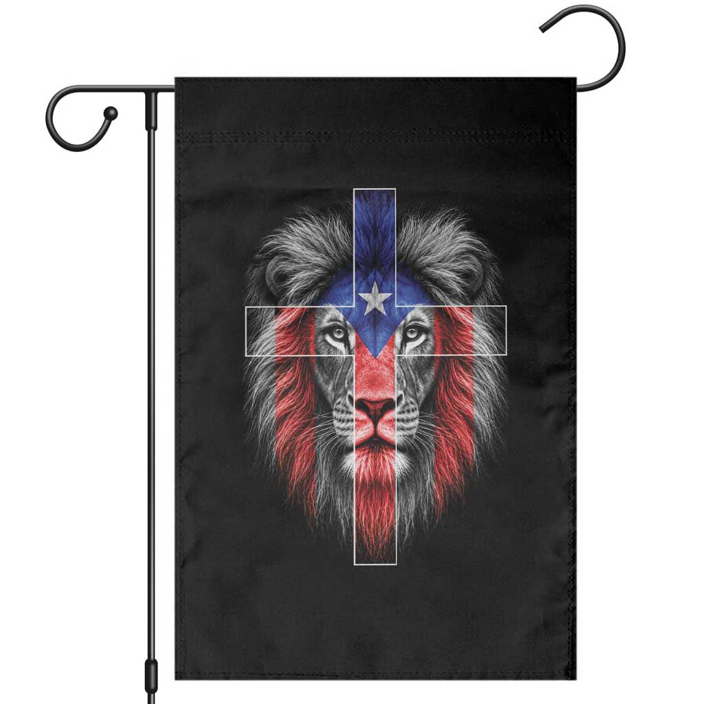 Lion of Judah Cross Puerto Rico Flag Garden Flag Christian Faith Puerto Rican Pride TS10 Black Print Your Wear