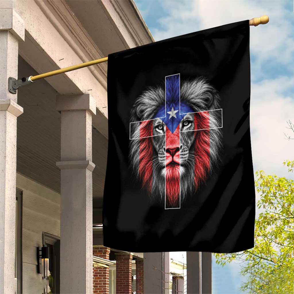 Lion of Judah Cross Puerto Rico Flag Garden Flag Christian Faith Puerto Rican Pride