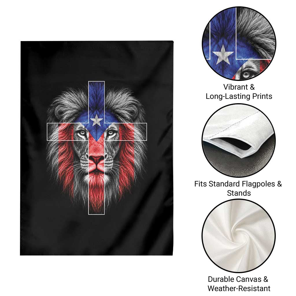 Lion of Judah Cross Puerto Rico Flag Garden Flag Christian Faith Puerto Rican Pride